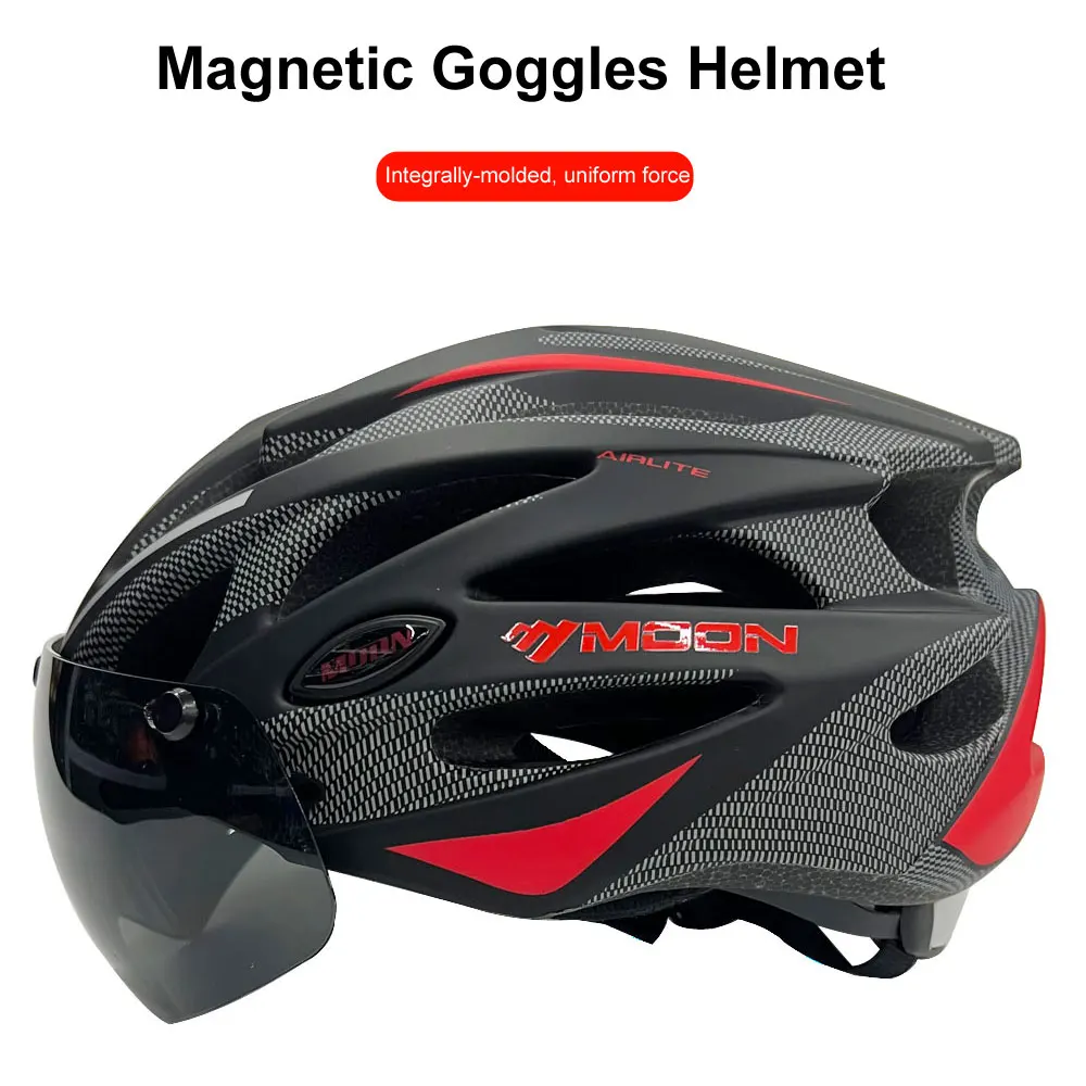 Lightweight Cycling Safety Helmet Outdoor Motorcycle Bicycle Helmet With Removable Visor Glasses MTB Mountain Road Bike Helmet