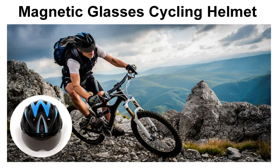 Lightweight Cycling Safety Helmet Outdoor Motorcycle Bicycle Helmet With Removable Visor Glasses MTB Mountain Road Bike Helmet
