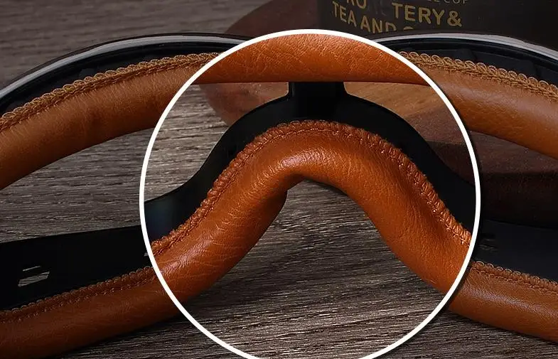 Motorcycle Glasses Windproof Motorcycle Helmet Glasses Sunglasses Retro Universal Folding Leather Retro Motorcycle Accessories