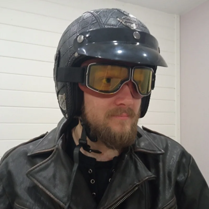 Motorcycle Glasses Windproof Motorcycle Helmet Glasses Sunglasses Retro Universal Folding Leather Retro Motorcycle Accessories