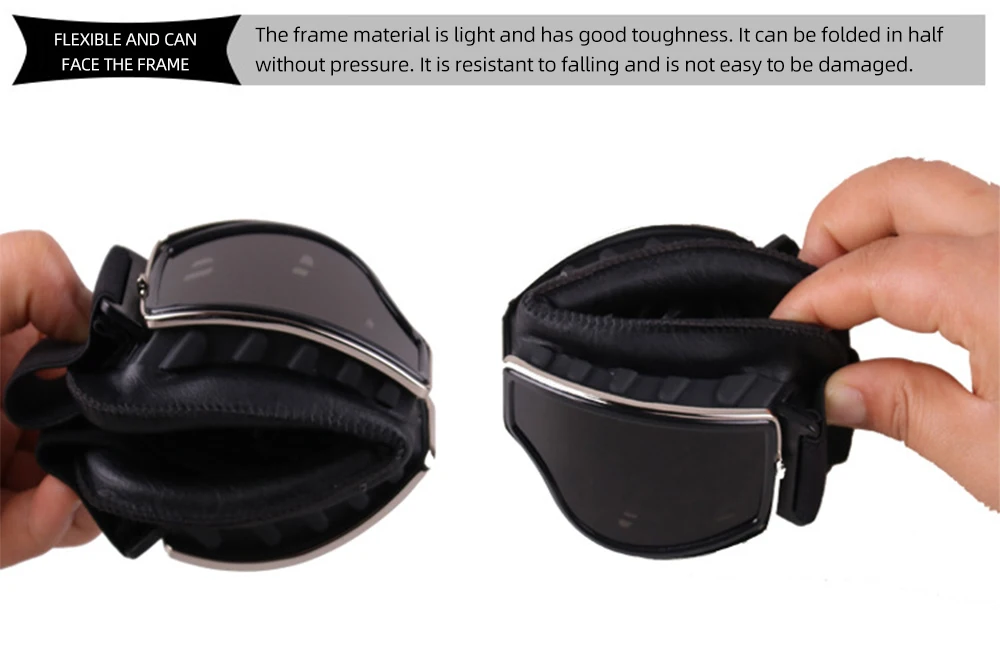 Motorcycle Glasses Windproof Motorcycle Helmet Glasses Sunglasses Retro Universal Folding Leather Retro Motorcycle Accessories