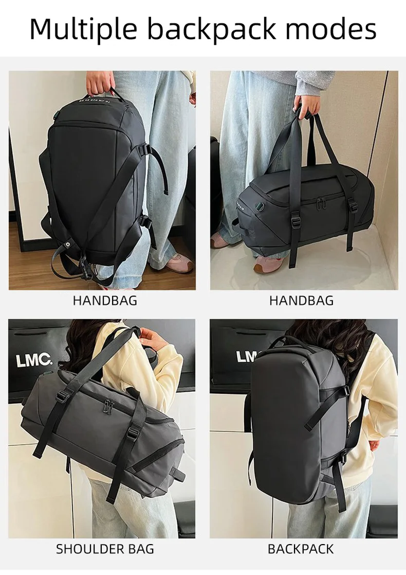 Fitness Gym Shoulder Bag with Shoes Pocket Travel Duffel Trip Luggage Backpack Large Capacity Outdoor Sports Training Handbag