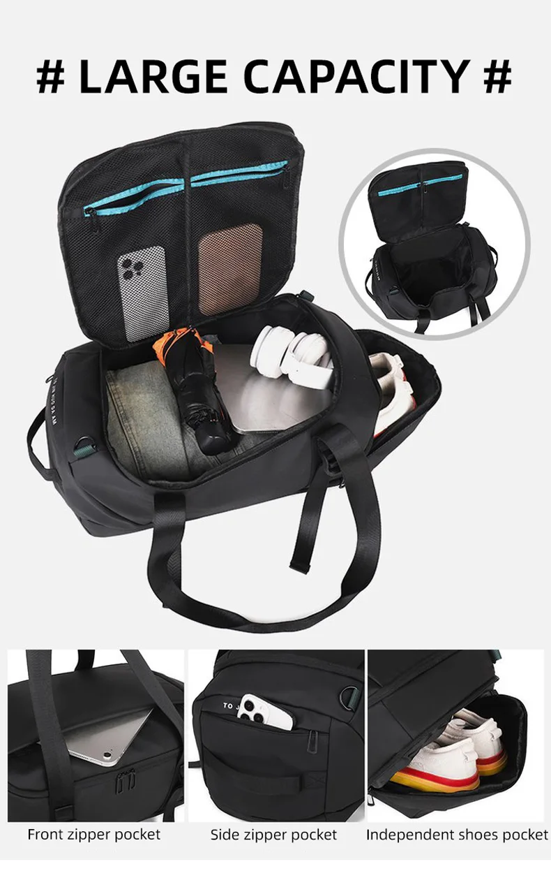 Fitness Gym Shoulder Bag with Shoes Pocket Travel Duffel Trip Luggage Backpack Large Capacity Outdoor Sports Training Handbag