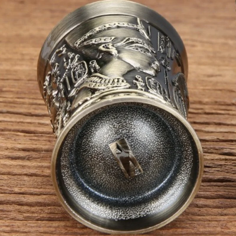 Vintage Grail, Alloy Relief Carved Pharaoh Drinking Tumbler, European Portable Mini Vodka Cup, Wine Cabinet Home Decoration,1pcs