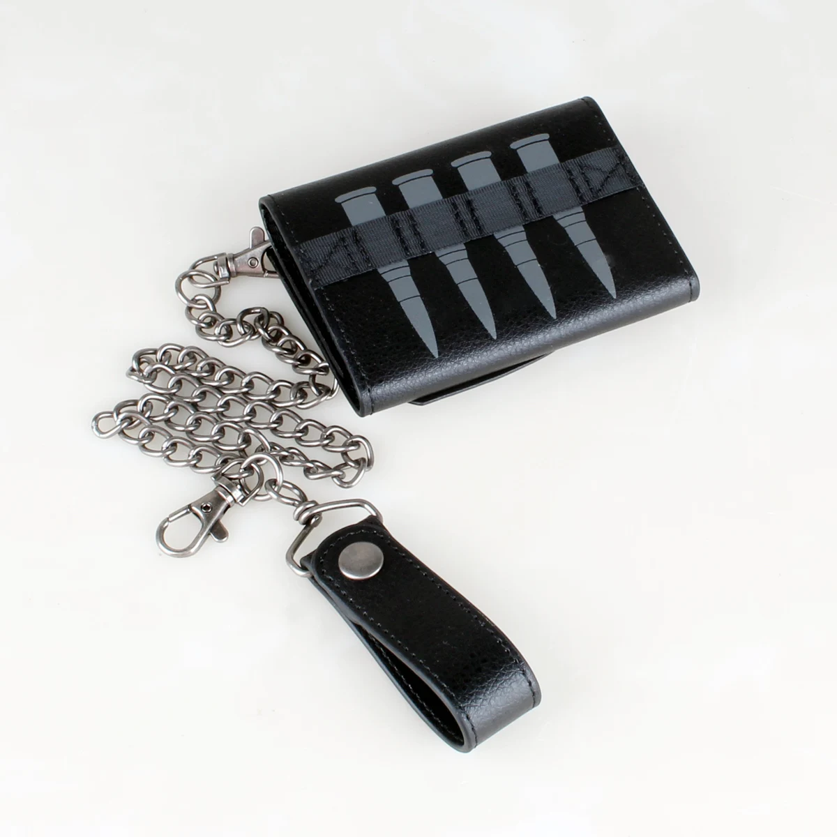 Skull Hip Hop Wallet With Chain, PU Leather Trifold Wallet